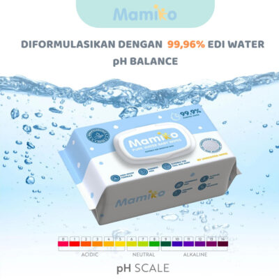 Mamiko Pure Water Baby Wipes - Tisu Basah Bayi 80s (1 Pack) / 50s (2 Pack)- 99,9% Air Murni thumbnail 7