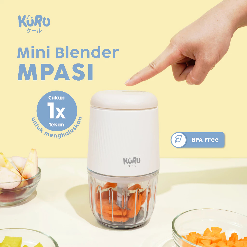 Kuru Baby 2in1 Mini Food Blender Grinder FC2002 | Puree Maker Food Chopper MPASI