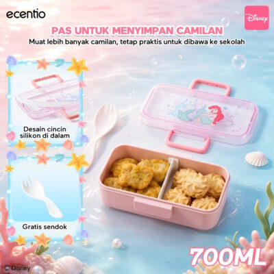 Disney Princess Ariel Botol Minum & Kotak Makan Anak Anti Tumpah Lunch Box Snack box thumbnail 4