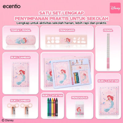 Disney Princess Ariel Botol Minum & Kotak Makan Anak Anti Tumpah Lunch Box Snack box thumbnail 7