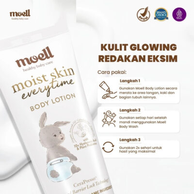 Moell Body Lotion Bayi 80gr - Melembapkan Kulit Badan Anak - Perawatan Kulit Kering dan Sensitif thumbnail 3