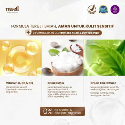Moell Body Lotion Bayi 80gr - Melembapkan Kulit Badan Anak - Perawatan Kulit Kering dan Sensitif thumbnail 4
