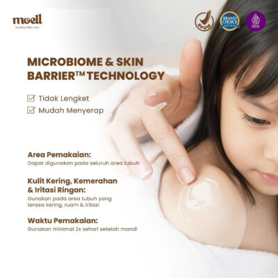 Moell Body Lotion Bayi 80gr - Melembapkan Kulit Badan Anak - Perawatan Kulit Kering dan Sensitif thumbnail 6
