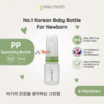 Greenmom Specialty Feeding Bottle 140ml /Botol Bibir Sumbing/Cleft Lip & Palate Baby Bottle BPA FREE