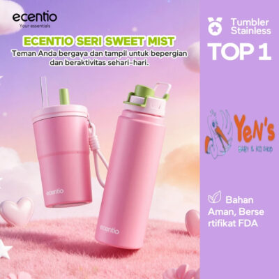 Ecentio tumbler aesthetic premium Stainless Steel & Aluminium portable 500ml/750ml Sweet Mist Series