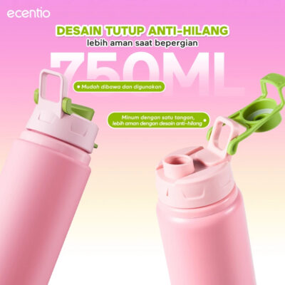 Ecentio tumbler aesthetic premium Stainless Steel & Aluminium portable 500ml/750ml Sweet Mist Series thumbnail 4