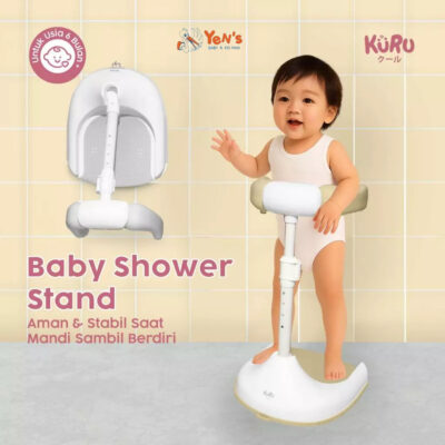 KURU Baby Shower Stand - Kursi Rak Dudukan Mandi Berdiri Bayi Anti Slip, Adjustable 44-54cm, Lipat & Aman - Dapat Digunakan 2 Arah
