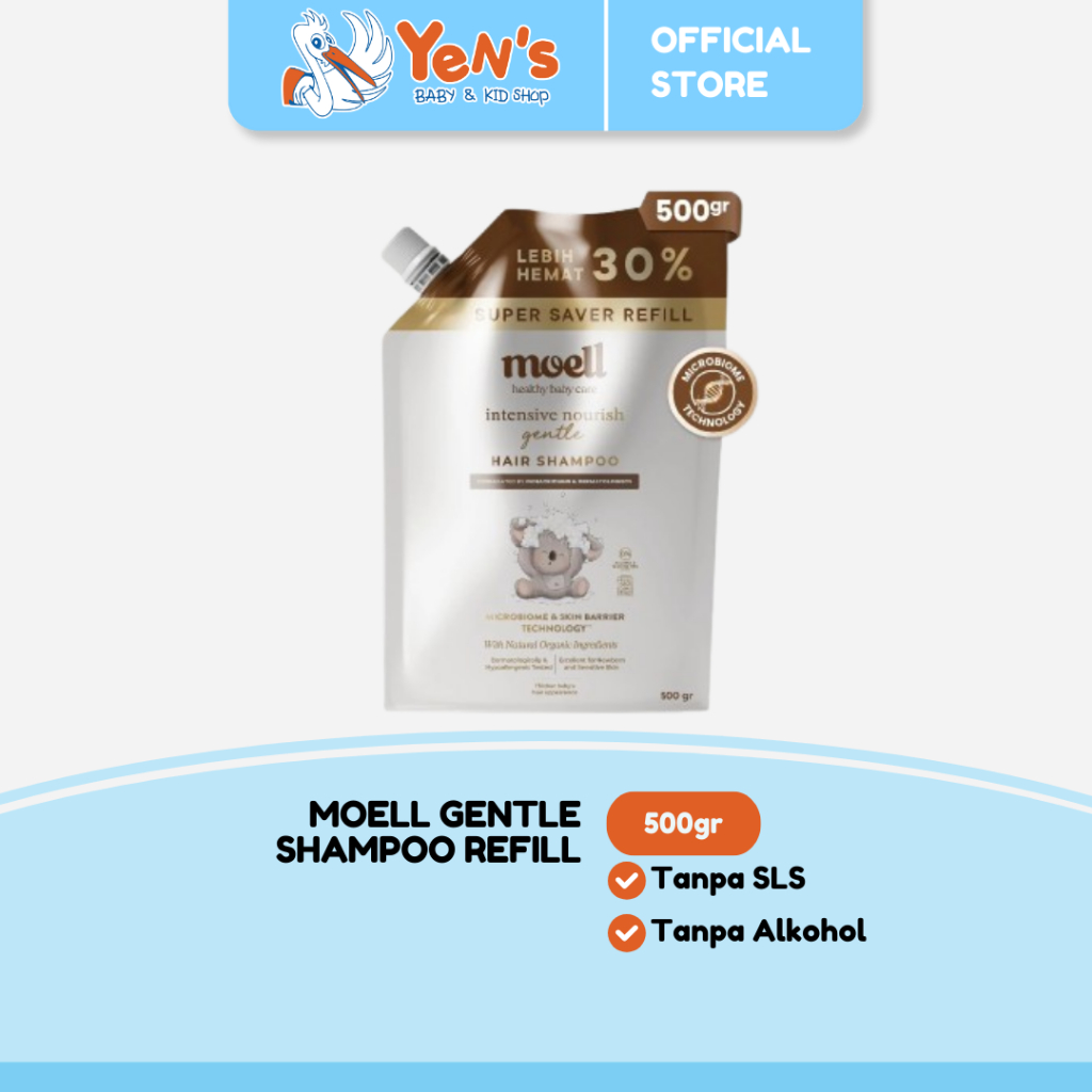 Moell Gentle Shampoo Kemasan Refill 500gr- Sampo Bayi Anak Dengan Calendula Oil