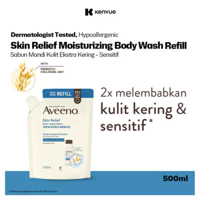 AVEENO Skin Relief Body Wash Refill 500ml - Sabun Mandi Kulit Sensitif -Lebih efektif 2x melembapkan thumbnail 2