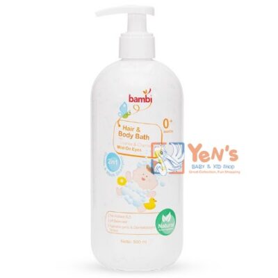 Bambi Hair & Body Bath Mild On Eyes Pump 500ml