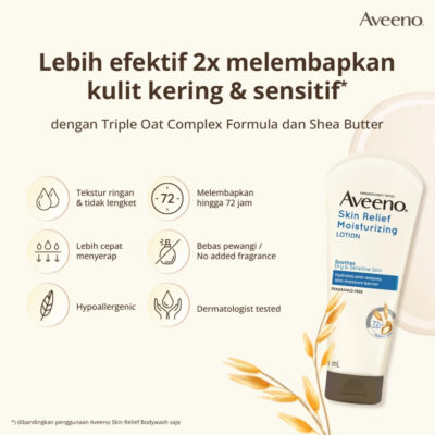 Aveeno Skin Relief Moisturizing Lotion 71 mL - Lotion Pelembap untuk Kulit Ekstra Kering & Sensitif thumbnail 4