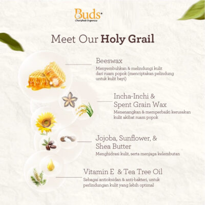 Buds Organics Baby Bum Balm 50ml - Lotion atau Krim Perawatan Ruam Popok Pantat Bayi dan Anak thumbnail 3
