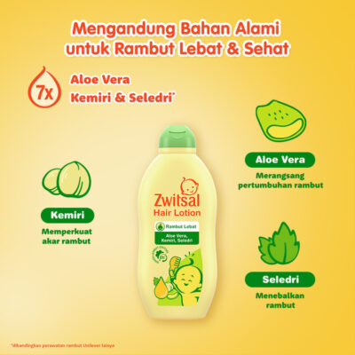Zwitsal Baby Hair Lotion Aloevera Pelebat Rambut bayi 200ml thumbnail 3