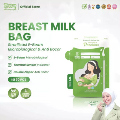 Mom Uung Pre-sterilized Breast Milk Bag 100ml (30 bags)Double Zipper - Ada Indikator Suhu thumbnail 2