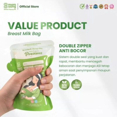 Mom Uung Pre-sterilized Breast Milk Bag 100ml (30 bags)Double Zipper - Ada Indikator Suhu thumbnail 5