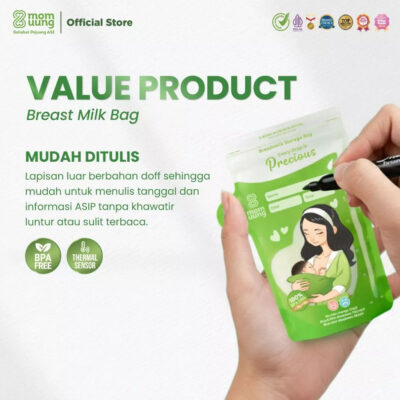 Mom Uung Pre-sterilized Breast Milk Bag 100ml (30 bags)Double Zipper - Ada Indikator Suhu thumbnail 6